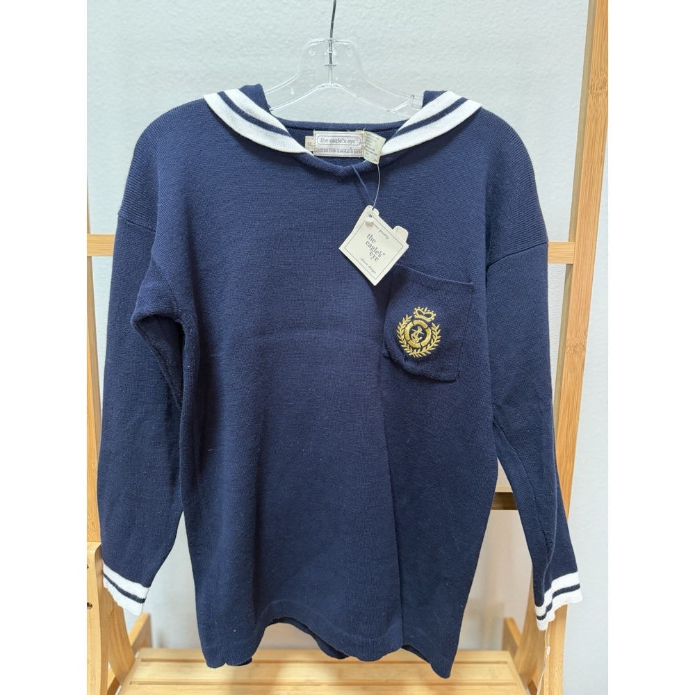 The Eagle's Eye Navy Sailor Collar Pullover Sweater Embroidered Crest Women S